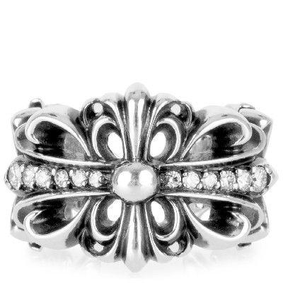 CHROME HEARTS DOUBLE FLORAL CROSS RING PAVE DIAMOND クロム CHROME HEARTS DOUBLE FLORAL CROSS RING PAVE DIAMOND クロム