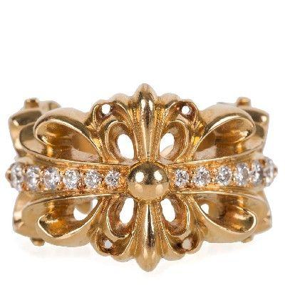 CHROME HEARTS DBL FLORAL CROSS RING PAVE DIAMOND クロム CHROME HEARTS DBL FLORAL CROSS RING PAVE DIAMOND クロム