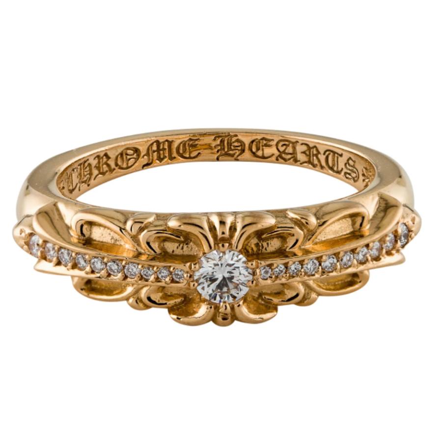 CHROME HEARTS 22K BABY CLASSIC FLORAL CROSS RING PAVE DIAMOND クロムハーツ　ベビークラシック　フローラルクロス　リング　ダイヤ22金　指輪｜skytrek｜02