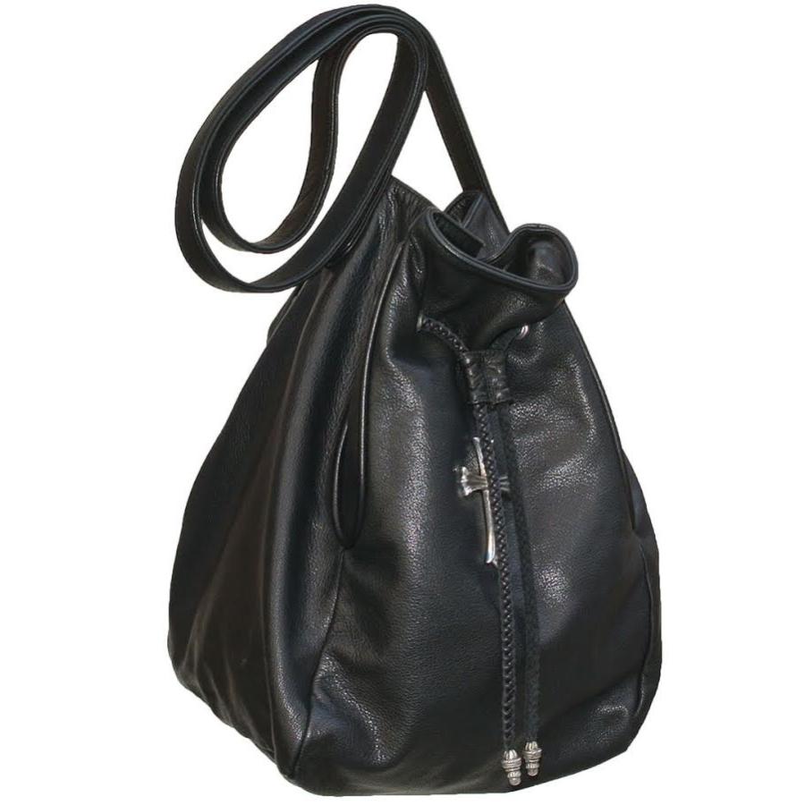 クロムハーツ　ジリアン　巾着　ショルダーバッグ　ブラック　レザー　クロス CHROME HEARTS（クロムハーツ） CHROME HEARTS JILIAN BAG V2 LARGE CH