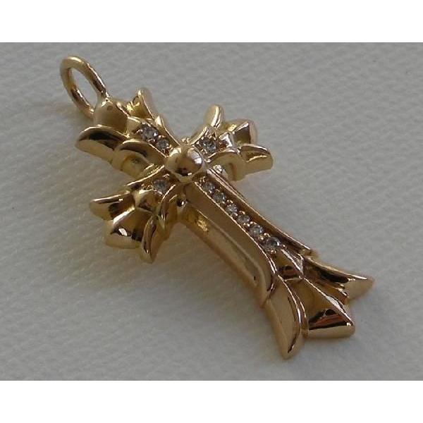 CHROME HEARTS DOUBLE TINY CH CROSS 22K PAVE クロムハーツ ダブル