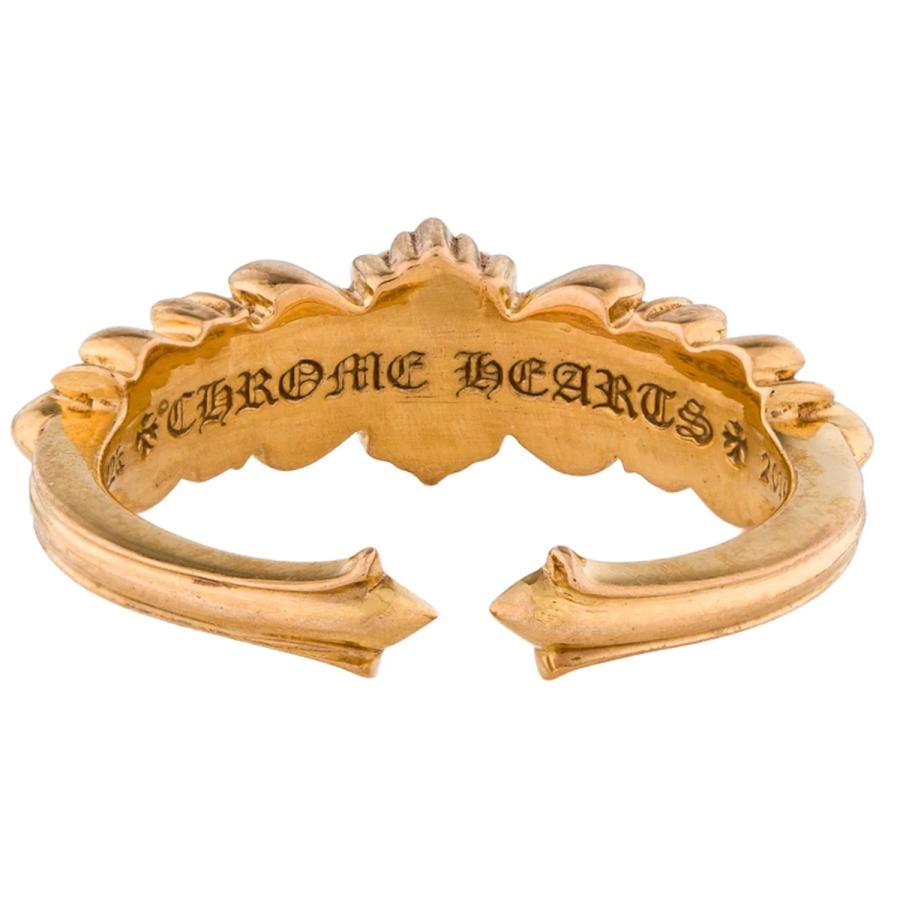 CHROME HEARTS 22K BABY CLASSIC DOUBLE FLORAL CROSS RING PAVE