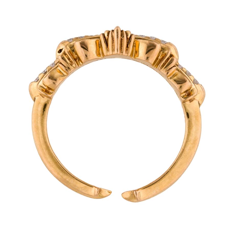 CHROME HEARTS 22K BABY CLASSIC DOUBLE FLORAL CROSS RING PAVE
