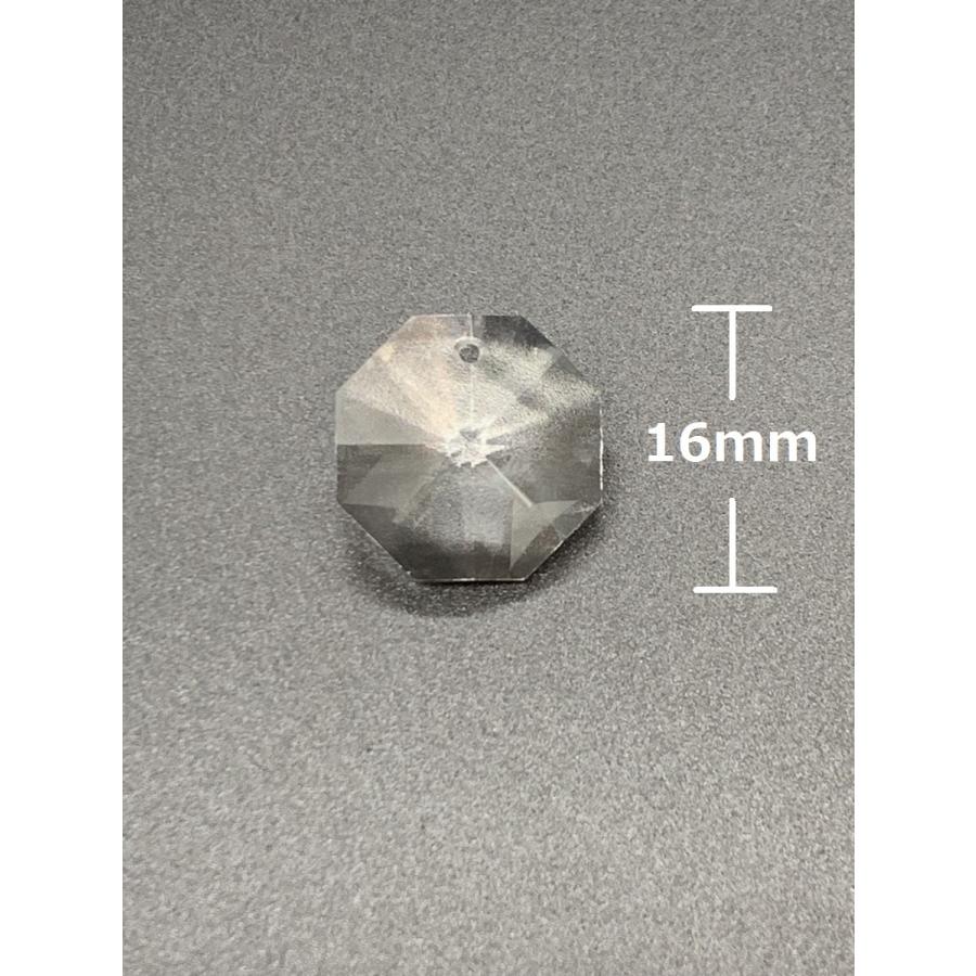 八角 オクタゴン 1つ穴 クリスタルガラス 16mm 40個 透明 ビーズ サン