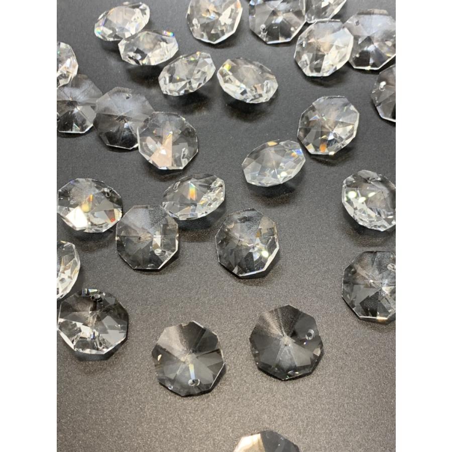 八角 オクタゴン 1つ穴 クリスタルガラス 18mm 40個 透明 ビーズ サン
