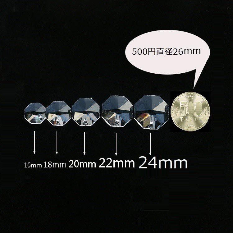 八角 オクタゴン 1つ穴 クリスタルガラス 18mm 40個 透明 ビーズ サン