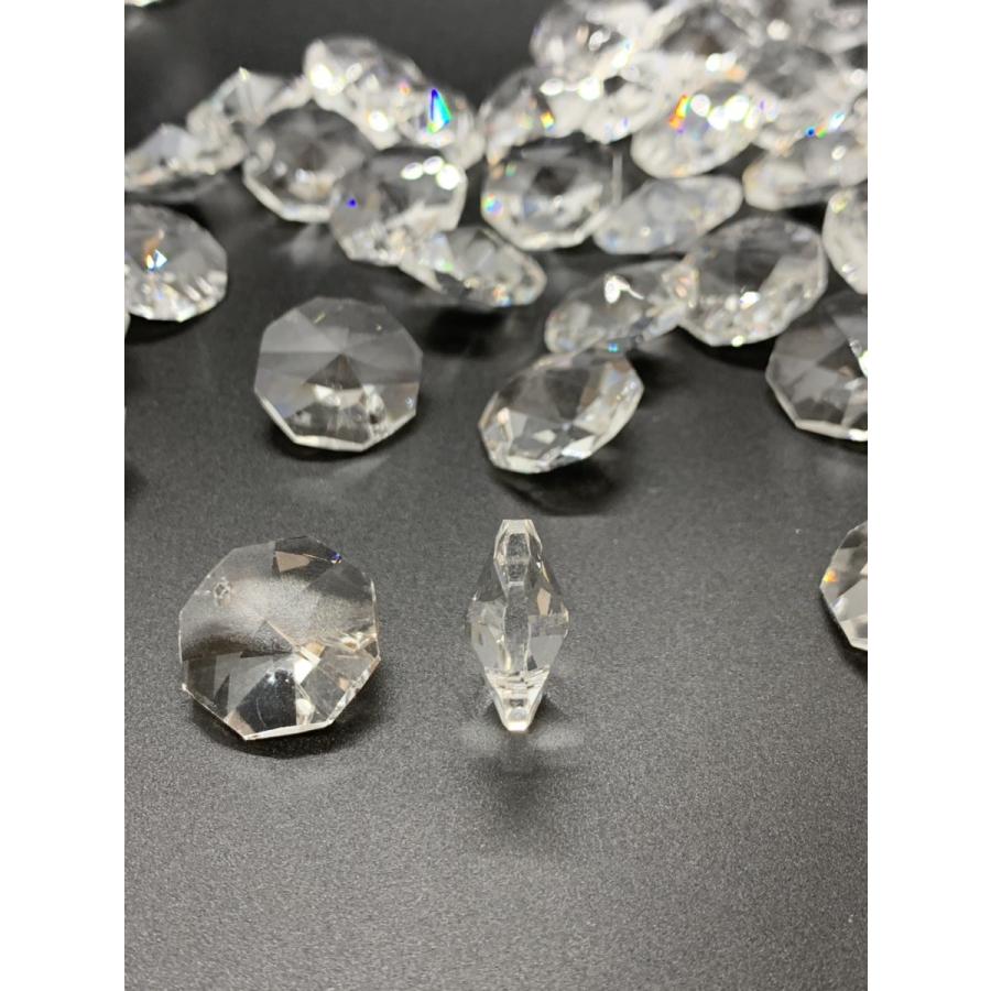 八角 オクタゴン 1つ穴 クリスタルガラス 20mm 35個 透明 ビーズ サン