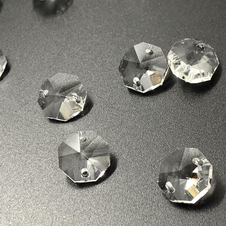 八角 2つ穴 18mm 透明 40個 オクタゴン ビーズ クリスタルガラス サン