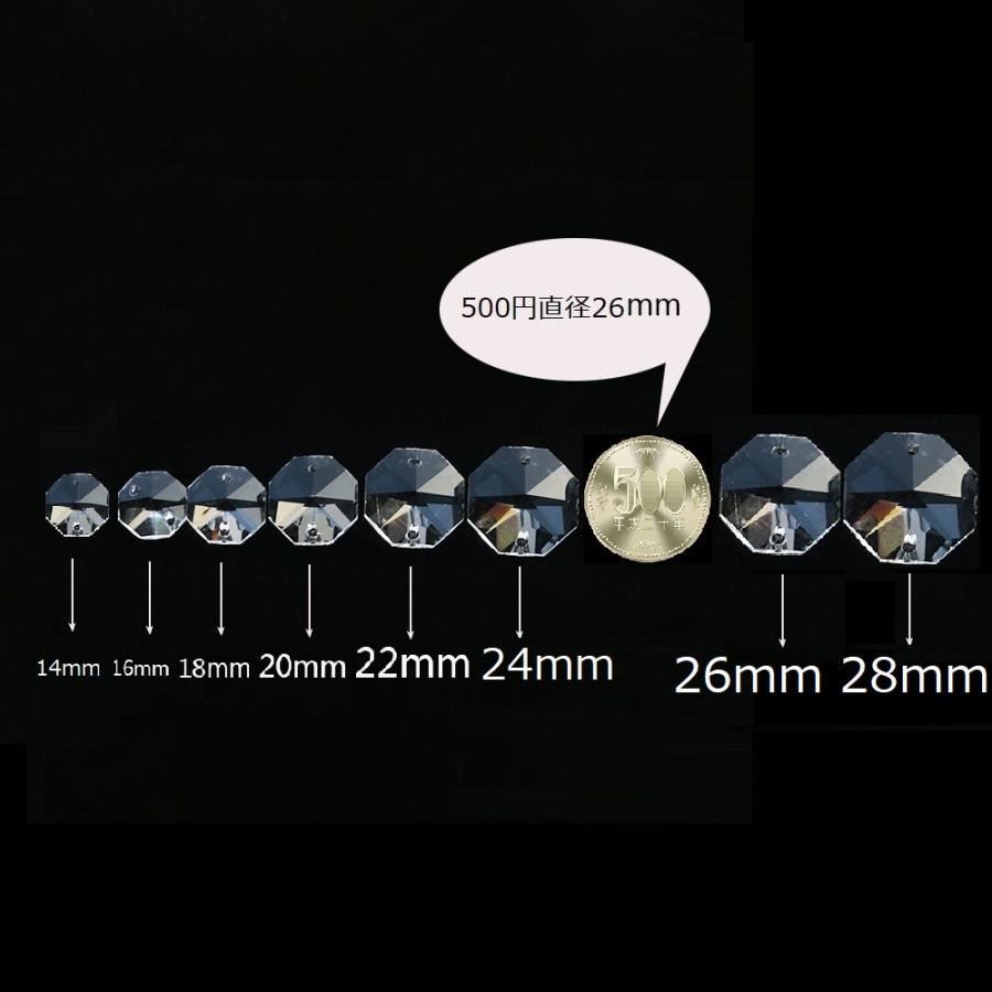 八角 2つ穴 18mm 透明 40個 オクタゴン ビーズ クリスタルガラス サン