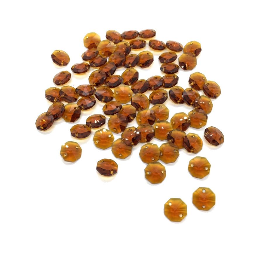 八角 2つ穴 14mm 14色選べる 35個 クリスタルガラス オクタゴン ビーズ