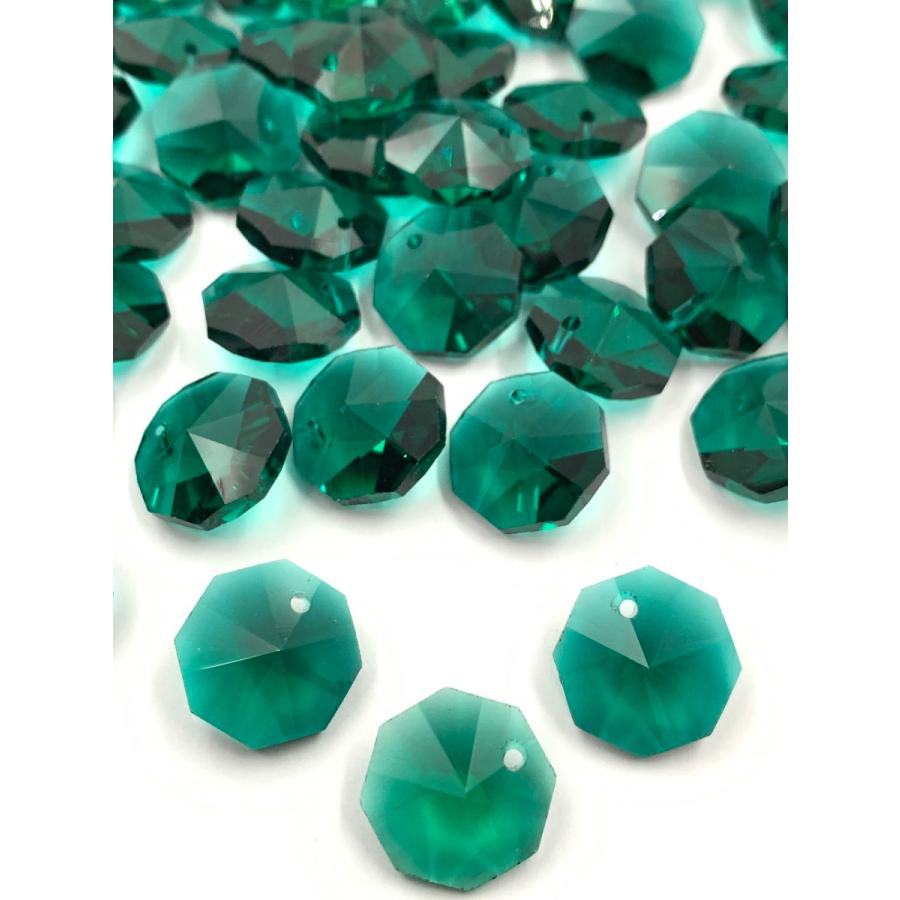 八角 1つ穴 14mm 12色選べる 35個 クリスタルガラス ビーズ オクタゴン