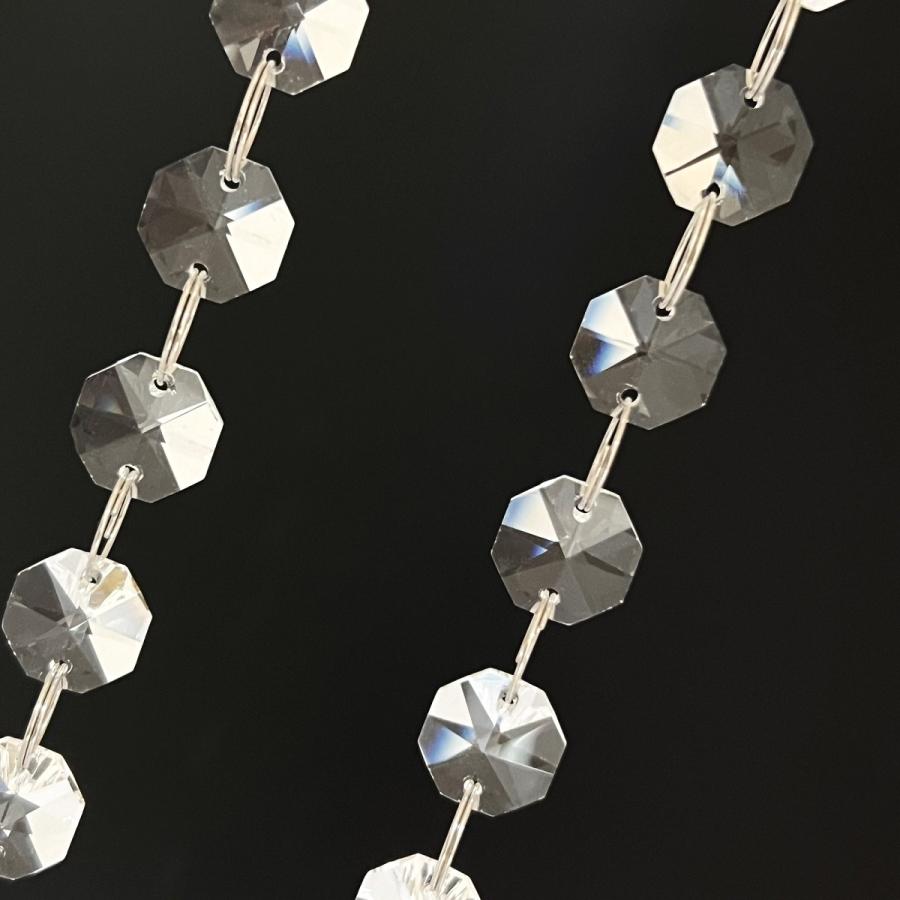 No92. ２種★キラキラ5☆クリスタルパーツ 八角 2つ穴 14mm 透明 70個 クリスタルガラス ビーズ オクタゴン