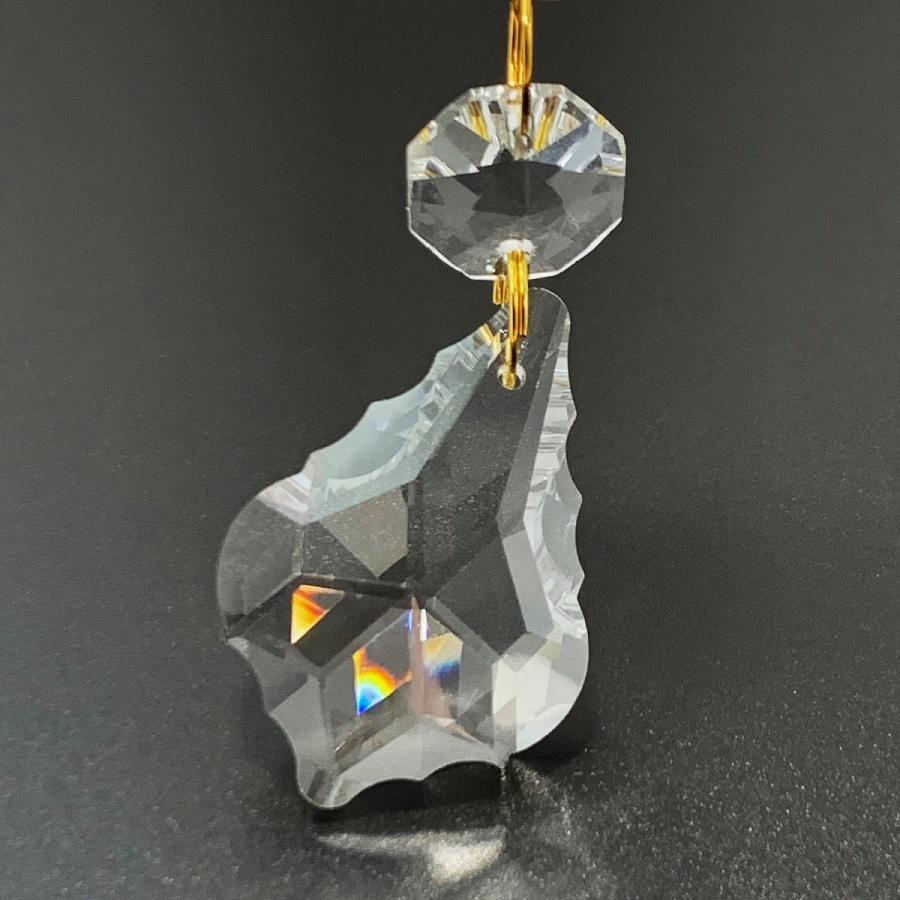 リーフカット 38mm 透明 6個セット 14mm八角 ビーズ 付き ドロップ