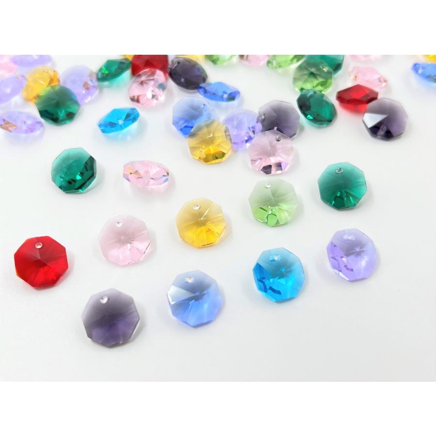 八角 1つ穴 12mm 色選べる 35個 クリスタルガラス サンキャッチャー