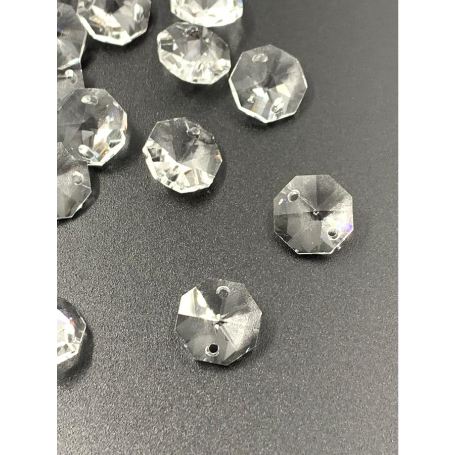 八角 2つ穴 12mm 透明 77個 オクタゴンクリスタルガラス ビーズ サン