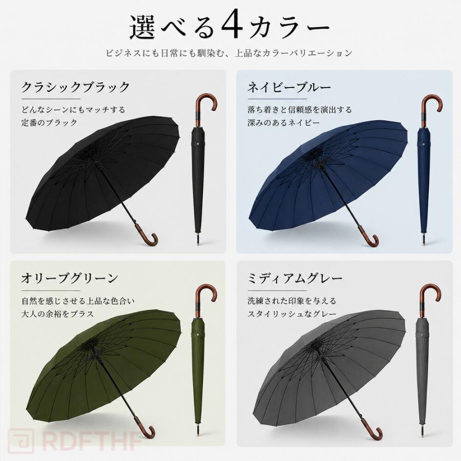 24本骨 長傘 メンズ 大判 耐風 撥水 強風対応 ワンタッチ ジャンプ傘