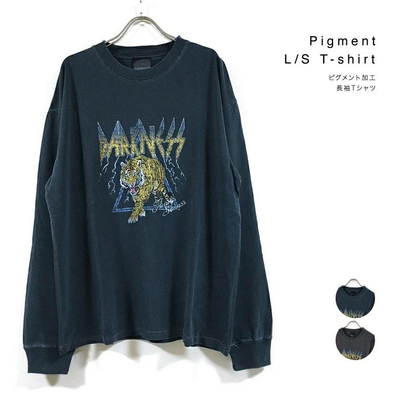 ピグメント加工 タイガーイラスト ルーズシルエット 長袖 Tシャツ メンズ 送料無料 古着風 ヴィンテージライク アニマル トラ 2125 Slab 通販 Yahoo ショッピング