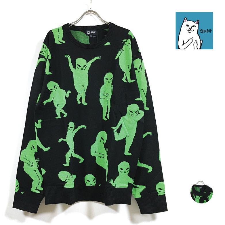 RIP N DIP リップンディップ Alien Dance Party Knit Sweater ニット セーター 長袖 メンズ 送料無料 ripndip 2998SLAB 通販