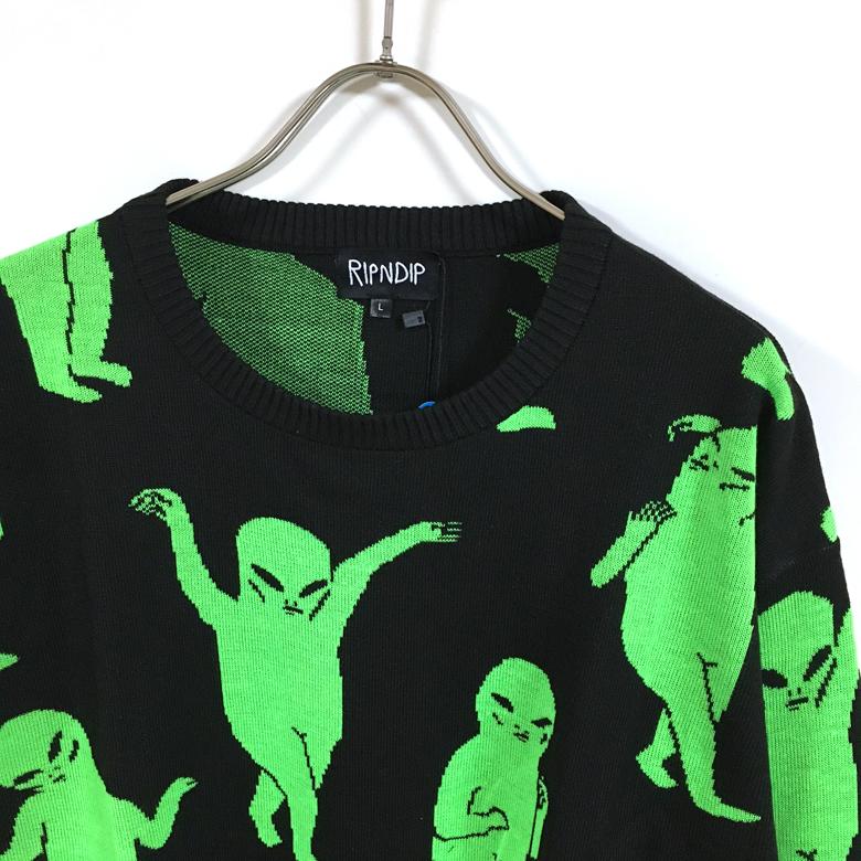 RIP N DIP リップンディップ Alien Dance Party Knit Sweater ニット セーター 長袖 メンズ 送料無料 ripndip 2998SLAB 通販