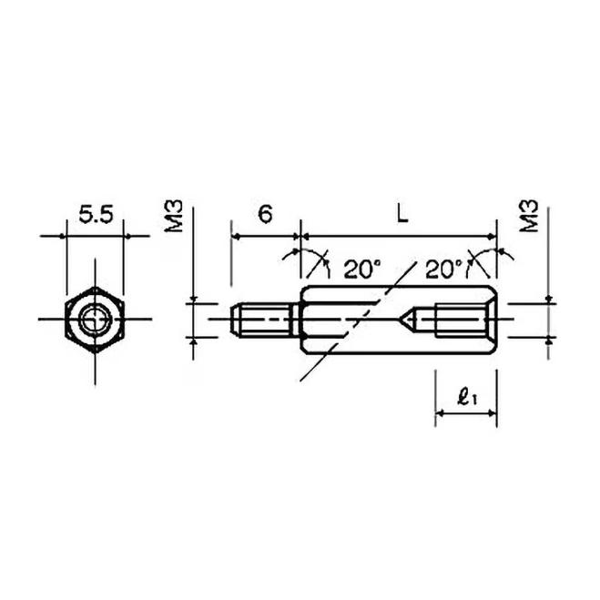 黄銅スペーサー　六角　廣杉計器　BSB-320E　20mm　1個 |  | 02