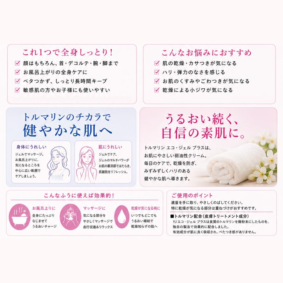 NEW!トルマリンエコジェル YJエコ・ジェルプラス トルマリン+ヒアルロン酸+コラーゲン 大容量200g