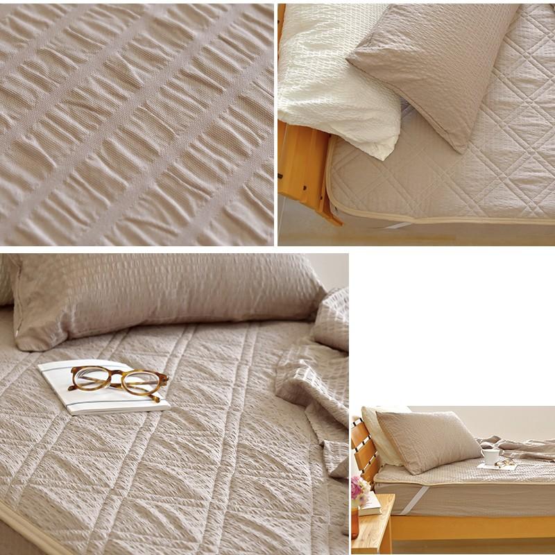 くしゅっと 丸洗い サッカー 敷きパッド ファミリーサイズ 240×205cm