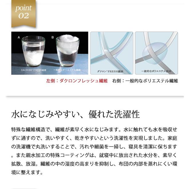 洗える掛ふとん 中わた（ダクロン フレッシュ dacron FRESH 4-hole Fiberfill）ジュニアサイズ 約130×180cm 日本製 インビスタ社 洗える中わた 子供 ひとり寝 |  | 04