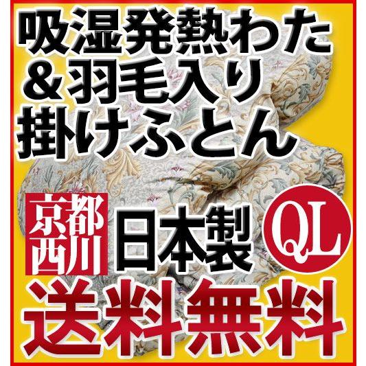 【アウトレット】【展示品処分】【色やけ・汚れ等気にならない方に】京都西川あったか吸湿発熱わた「サンバーナー」＆羽毛入り掛けふとん シーナ QL｜sleeping-yshop