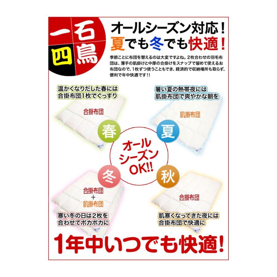 羽毛布団 2枚合わせ 京都西川 クイーンロング 210×210cm ホワイトダックダウン93％ トレヴ フランス産｜sleeping-yshop｜05