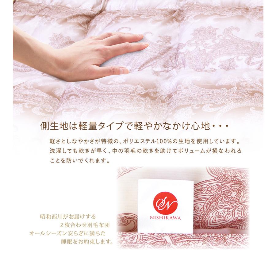 昭和西川 羽毛布団 2枚合わせ 送料無料 シングルロング 150 昭和西川 羽毛布団 2枚合わせ 送料無料 シングルロング 150