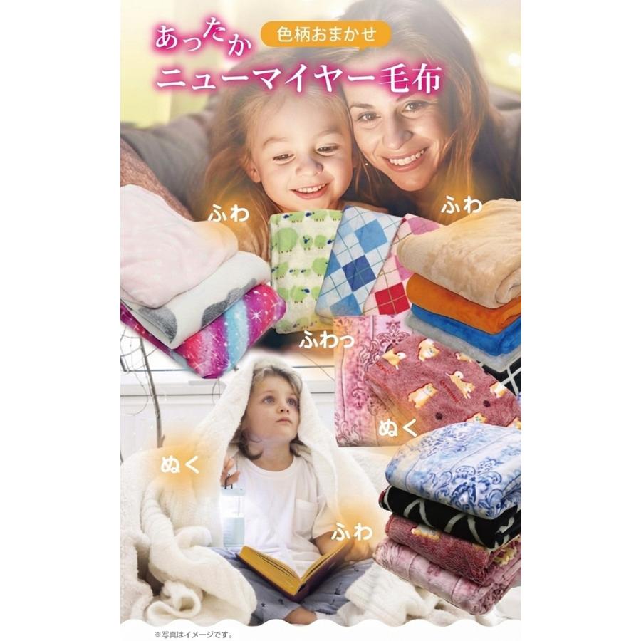 毛布 色柄おまかせ ニューマイヤー毛布 シングル ダブル ハーフ