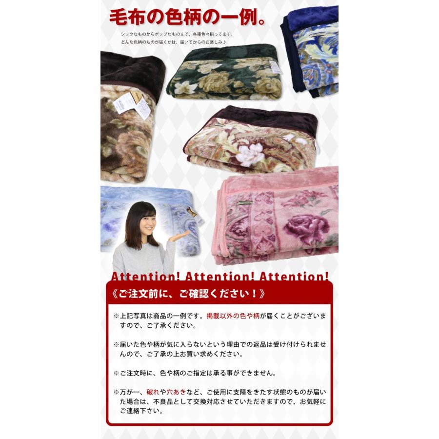 京都西川 B格襟付き軽量ニューマイヤー毛布 シングルサイズ（色柄