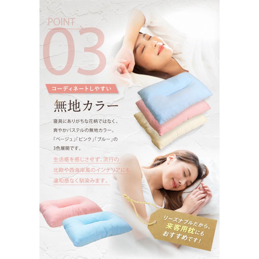 枕 送料無料 低反発枕 (THC-N35) 約35×50cm ベージュ ピンク ブルー