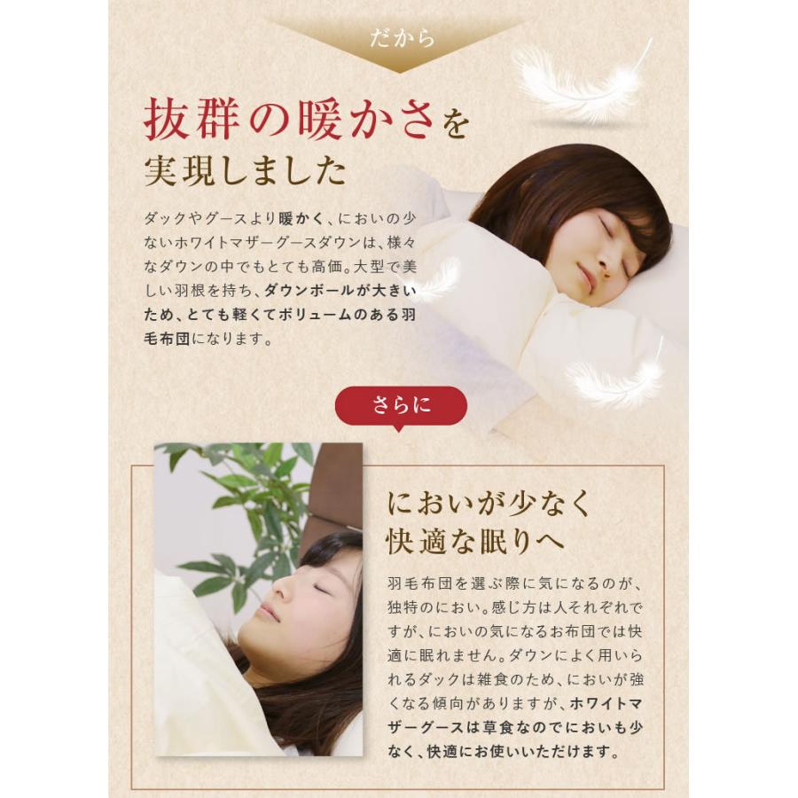 昭和西川 羽毛布団 2枚合わせ クイーンロング 210×210cm ホワイト