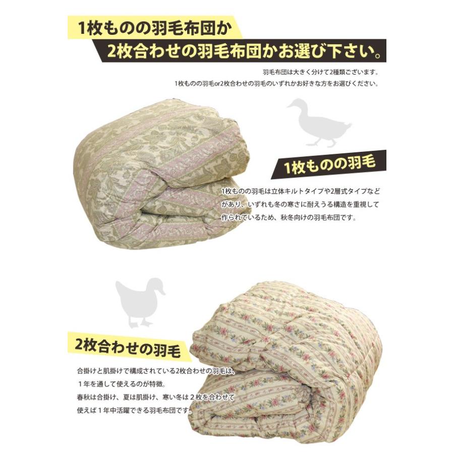 羽毛布団 訳あり ダブルロング 190×210cm 詰め物 ダウン85％以上