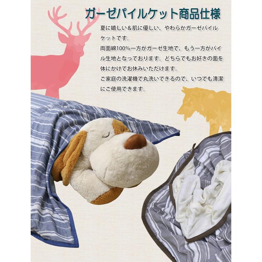 ガーゼパイルケット アルファ 送料無料 シングルロングサイズ SL 150×210cm (NS3-SL) 綿100％ （ガーゼ・パイル部分） マルチストライプ柄 |  | 02