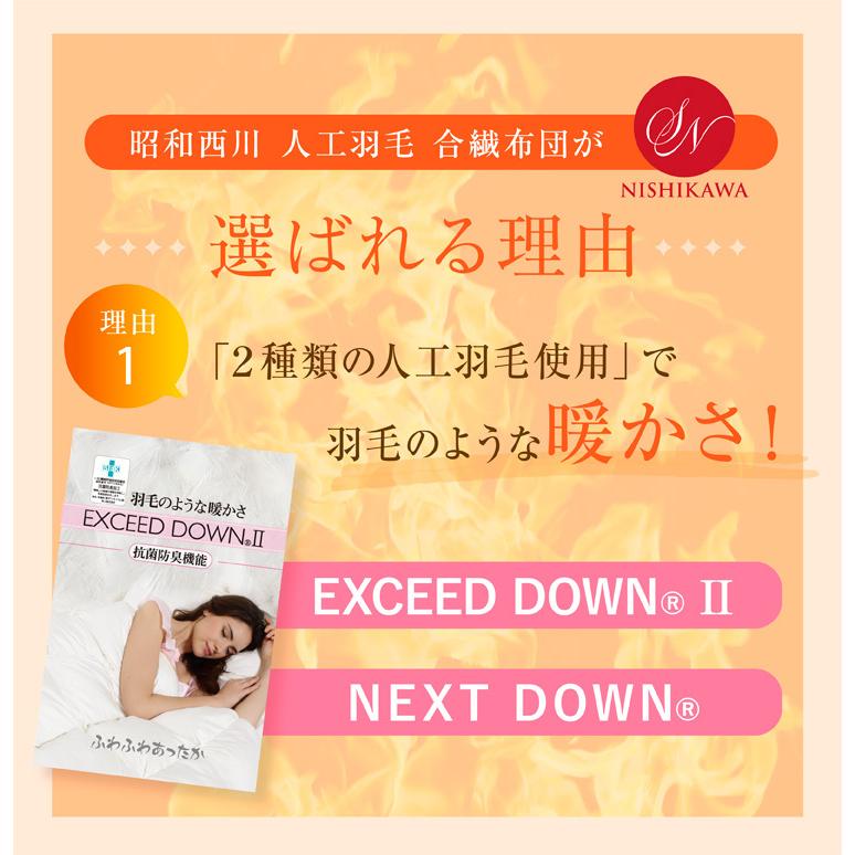 送料無料 掛けふとん 昭和西川 合繊掛けふとん　KL キングロングサイズ 約230×210cm エクシードダウン2 ネクストダウン 立体キルト | 昭和西川 | 05