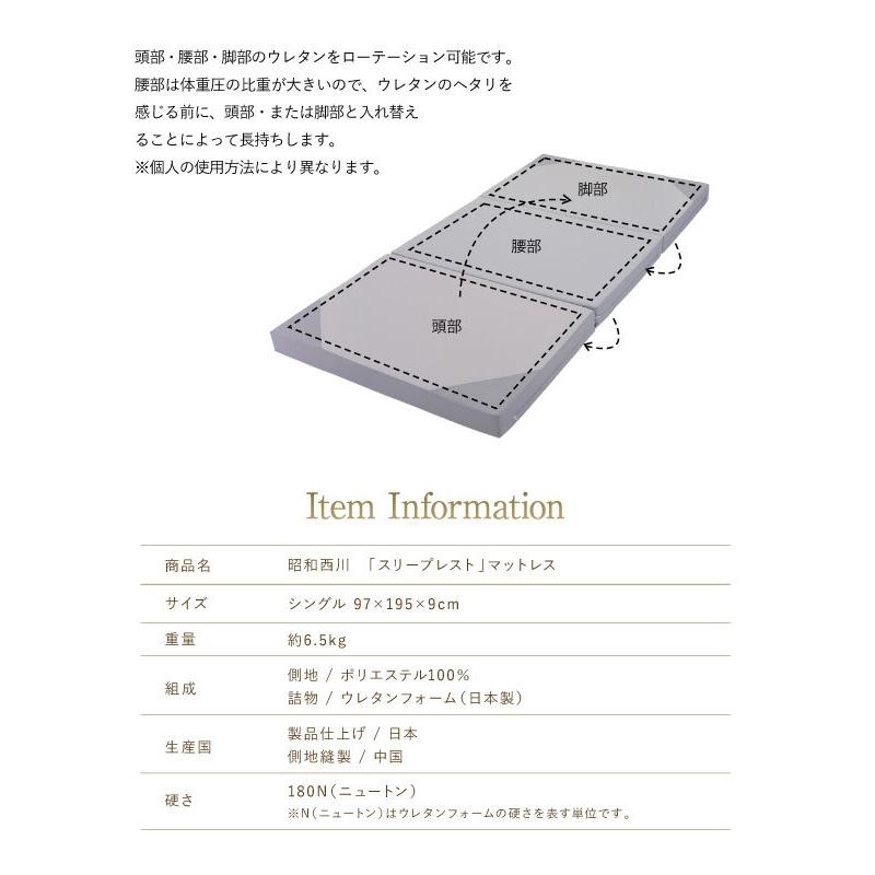 昭和西川 マットレス シングル 97×195cm×9cm スリープレストマットレス
