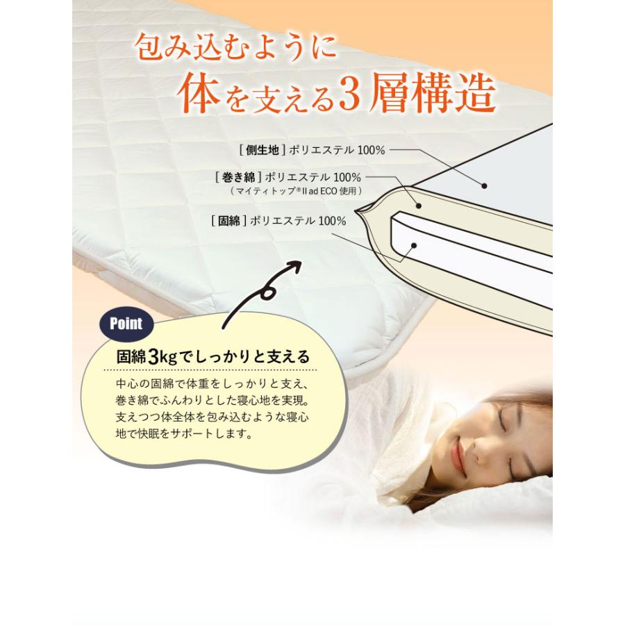 敷き布団 送料無料 シングルロング 100×210cm 日本製 防ダニ抗菌防臭