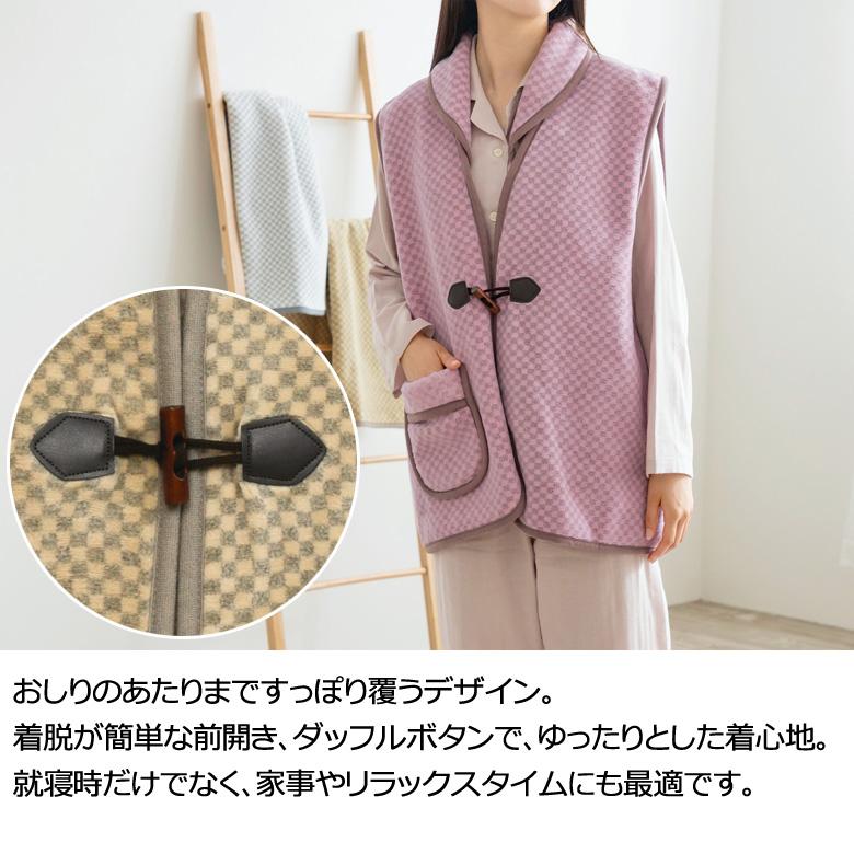 ロマンス小杉 岩盤浴 ポンチョ ベスト 日本製 洗える 抗菌 防臭 蓄熱 保温 温活 冷え 冷房 おしゃれ 遠赤外線 薄手 薄い 肩 背中 冷え性 ルームウェア パジャマ | ロマンス小杉 | 06