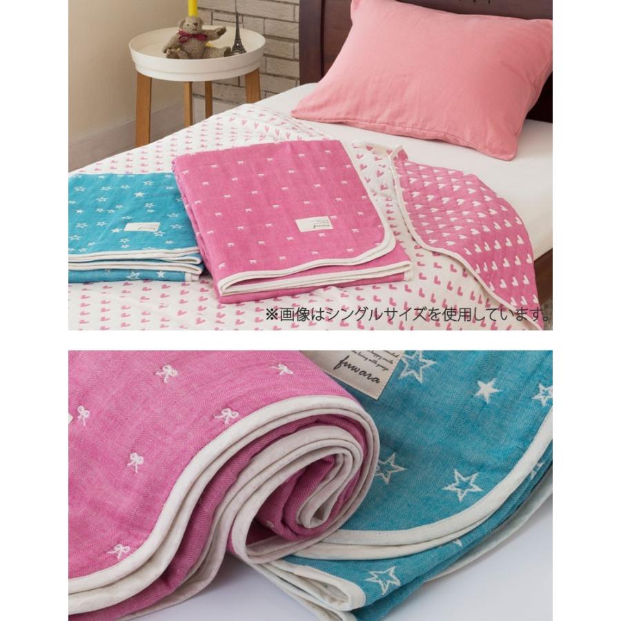日本製 6重ガーゼケット シングル 140×190cm fuwara 蒲郡産 ガーゼ ケット 赤ちゃん ベビー 子ども 肌掛け お昼寝 ハート 星 スター ヨット りんご ギフト |  | 05