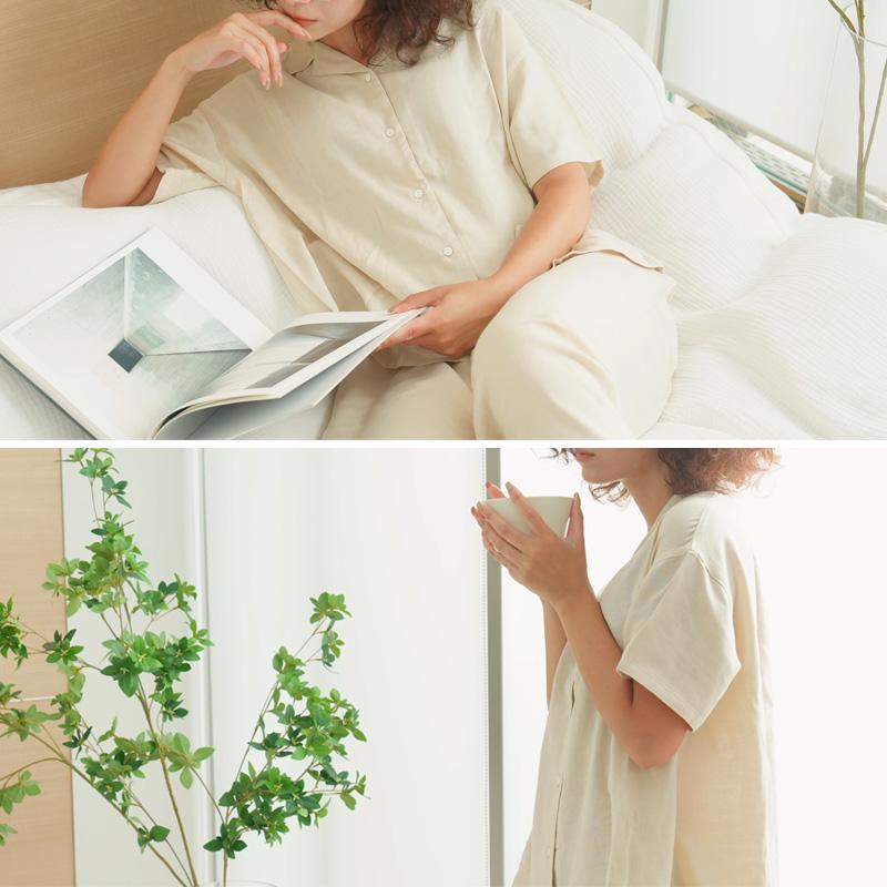 パジャマ レディース 半袖 夏 ダブルガーゼ 着る保湿クリーム M / L  敬老の日 ギフト ゆったり ガーゼ ひんやり おしゃれ 無地 シンプル |  | 07