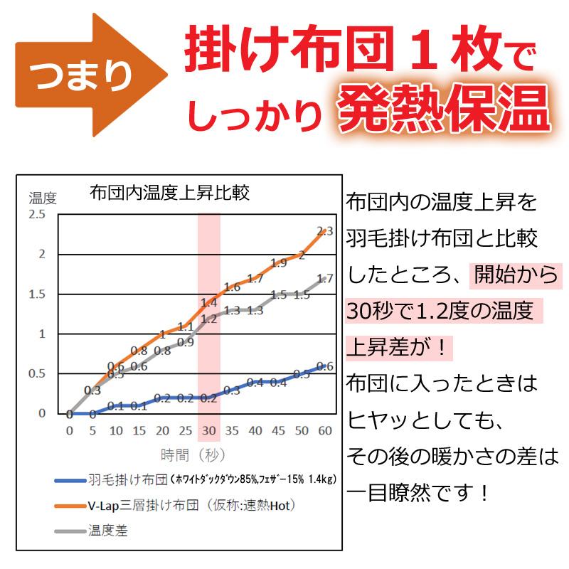 掛け布団 ダブル 190×210cm 速暖Hot あったか 洗える 軽い 発熱 保温 テイジン V-Lap ふんわり 速暖 速暖ホット 即暖 冷え性 |  | 04