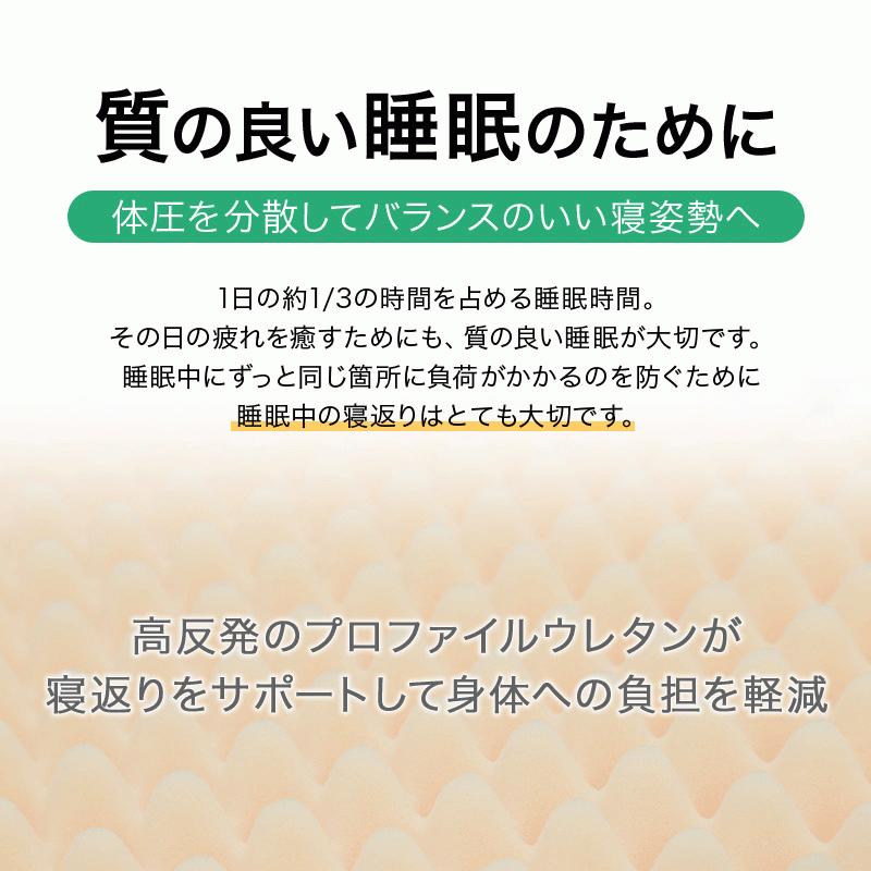 マットレス 高反発 シングル 三つ折り 高反発マットレス 日本製 寝返りしやすい 敷布団 厚み8cm プロファイル ウレタン 3つ折り 145N 抗菌防臭｜sleepmaster｜03