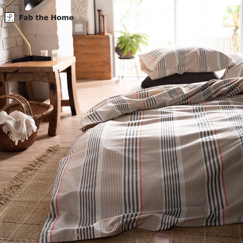 Fab the home 掛け布団カバー シングルロング 150×210cm 綿100％ 掛けカバー テラ ストライプ ボーダー アースカラー グレー ナチュラル 北欧 おしゃれ |  | 06