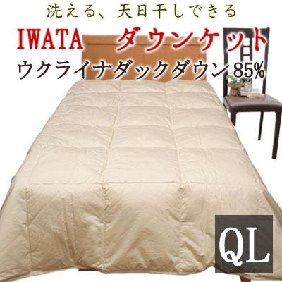 羽毛布団 ダウンケット クイーンロング ウクライナダックダウン 羽毛肌掛け 肌掛け イワタ 掛け布団 洗える 日本製 国産 羽毛 夏 春 夏用掛け布団 | 
