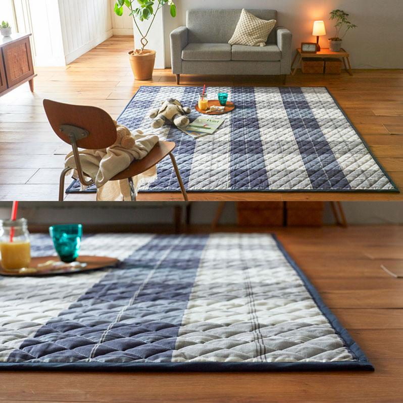 Fab the Home キルトラグ ラグ カーペット アクロス S 130×190cm 絨毯 ホットカーペット 1.5畳 おしゃれ チェック シンプル 定番 ブルー ネイビー 通年 |  | 10