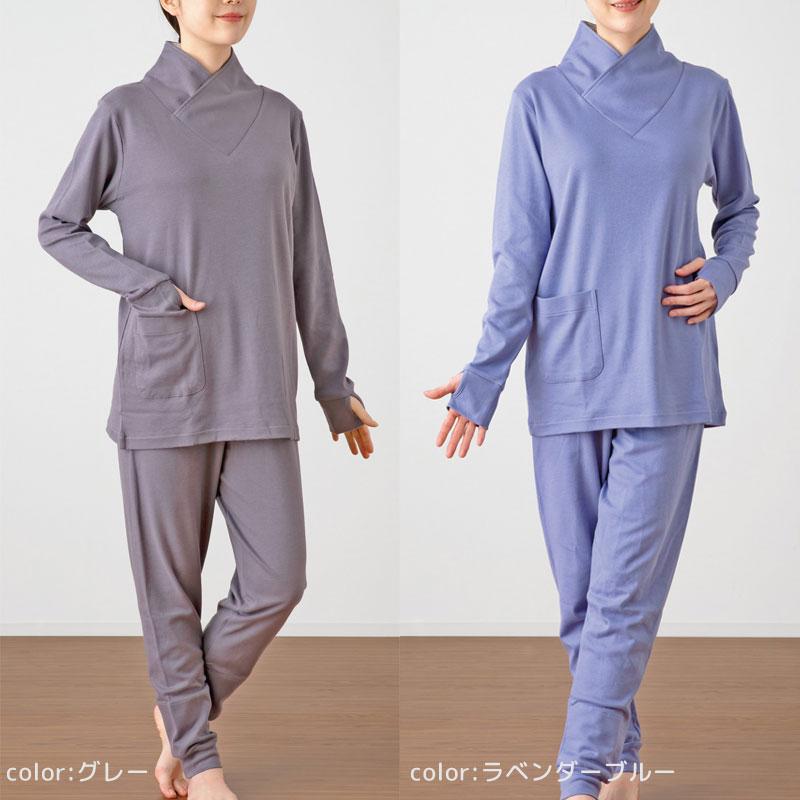 パジャマ レディース ヒートコットン あったかパジャマ M L 綿100％ 日本製 吸湿 発熱 肌に優しい 敏感肌 衿付 長袖 温かい 暖かい 冬 寒がり 冷え症 ロマンス | ロマンス小杉 | 05