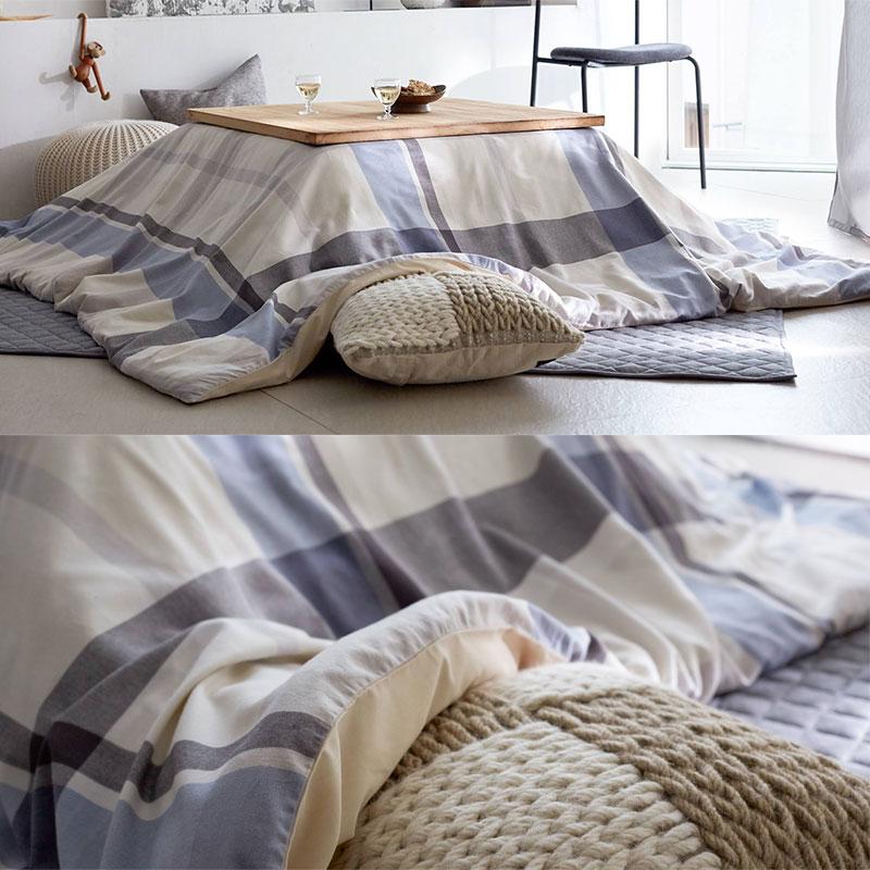 Fab the home こたつ掛け布団カバー アベニュー 長方形 200×240cm 綿100％ 掛けカバー 微起毛 ビエラ ふわふわ チェック 青 ブルー グレー ファブザホーム |  | 09