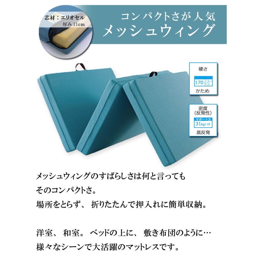 マニフレックス メッシュウィング シングルロング 三つ折り マットレス 高反発 正規販売店 メッシュウイング メッシュ ウィング ウレタンマットレス | magniflex | 03